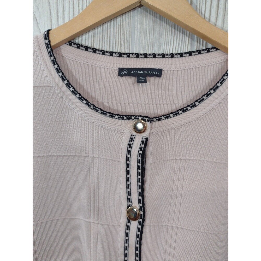 Adrianna Papell Cardigan Women's Pink Black Button Size XL Old Money Classic - Picture 4 of 14